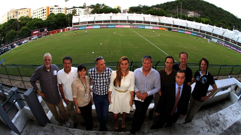 Dirigentes tricolores com membros do Comitê Olímpico da Holanda (foto de Nelson Perez/Divulgação FFC)